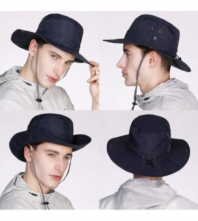 Sun Hats FANCET Fishing Sun Hat Wide Brim for Men Women Nylon Foldable Packable - 00702_navy Blue - C618RXXIIZ4 $19.22