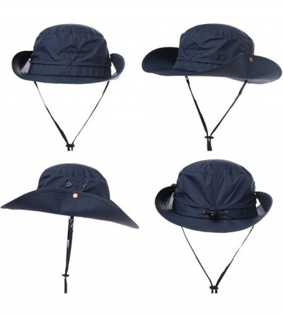 Sun Hats FANCET Fishing Sun Hat Wide Brim for Men Women Nylon Foldable Packable - 00702_navy Blue - C618RXXIIZ4 $19.22