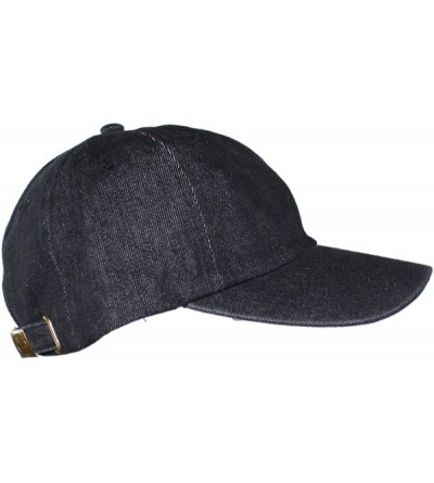 Baseball Caps Oceanside Solid Color Adjustable Baseball Cap - Black Denim - CQ186X30ZIH $10.83