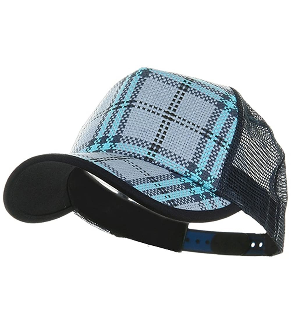 Baseball Caps Plaid Straw Trucker Caps - Blue - CW111GHZZ6R $9.20