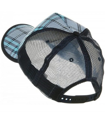 Baseball Caps Plaid Straw Trucker Caps - Blue - CW111GHZZ6R $9.20