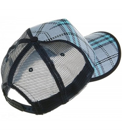 Baseball Caps Plaid Straw Trucker Caps - Blue - CW111GHZZ6R $9.20