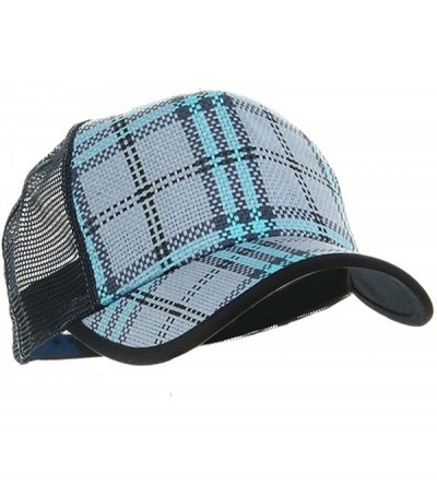 Baseball Caps Plaid Straw Trucker Caps - Blue - CW111GHZZ6R $9.20