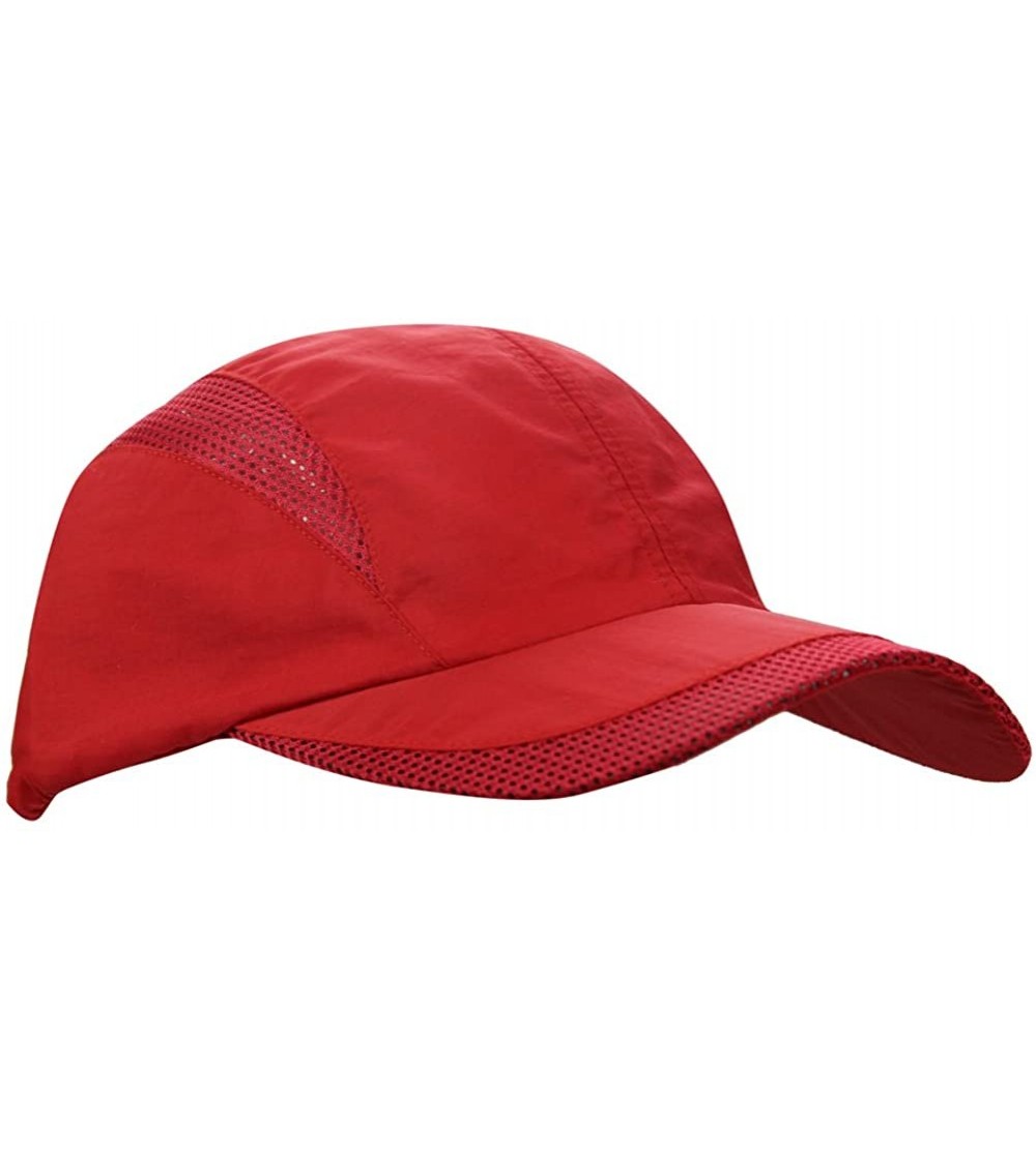 Baseball Caps Unisex Summer Quick-Dry Sports Travel Mesh Baseball Sun UV Runner Hat Cap Visor - Red - CO189TOSH0N $9.90