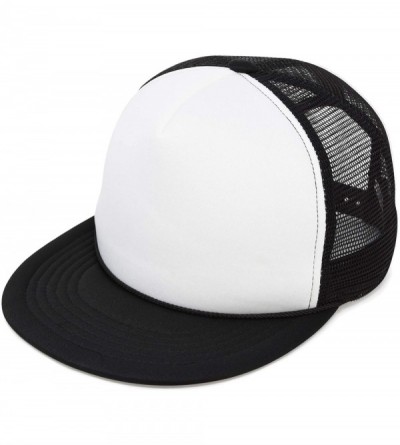 Baseball Caps Flat Billed Trucker Hat Mesh Back S M L Adjustable Cap Solid Two Toned Snapback - Black-white - CQ11JF2NOBN $17.60