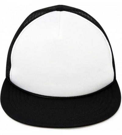 Baseball Caps Flat Billed Trucker Hat Mesh Back S M L Adjustable Cap Solid Two Toned Snapback - Black-white - CQ11JF2NOBN $7.75