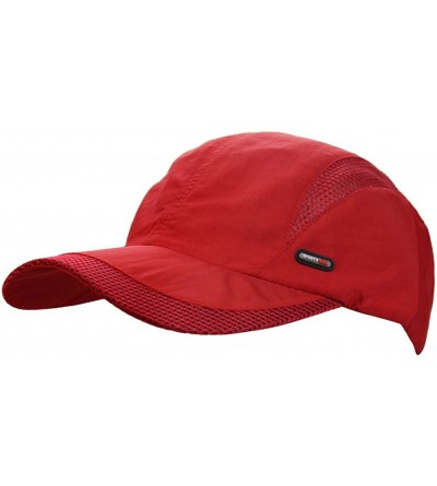 Baseball Caps Unisex Summer Quick-Dry Sports Travel Mesh Baseball Sun UV Runner Hat Cap Visor - Red - CO189TOSH0N $9.90