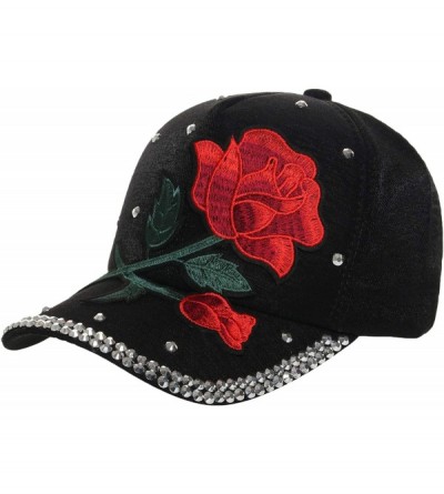 Baseball Caps Unisex Rose Embroidered Adjustable Strapback Dad Hat Baseball Cap - Flower-1 - C618WSAQNMA $15.15