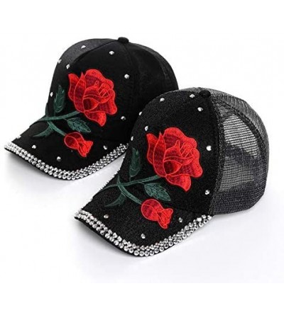 Baseball Caps Unisex Rose Embroidered Adjustable Strapback Dad Hat Baseball Cap - Flower-1 - C618WSAQNMA $15.15