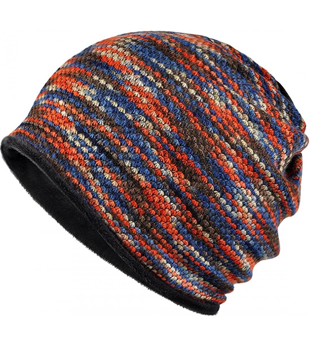 Skullies & Beanies Women's Multifunction Plus Cashmere Hat Skull Cap Scarf - Orange - CZ18800KR6T $10.54