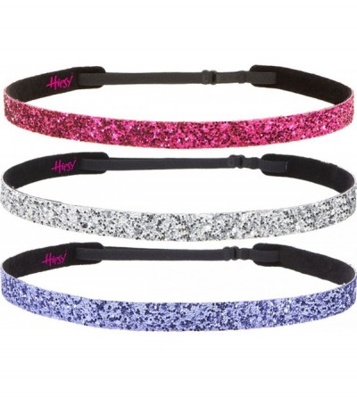 Headbands Women's Adjustable NO Slip Skinny Bling Glitter Headband - Purple/Silver/Hot Pink Bling Glitter Gift Pack 3pk - C81...