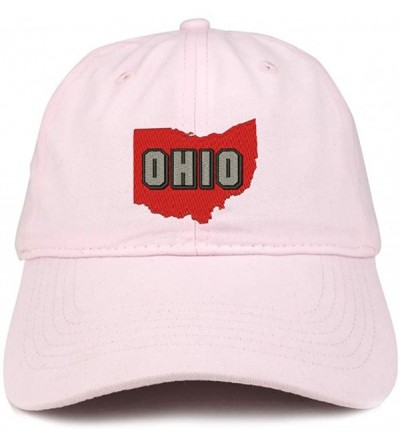 Baseball Caps Ohio State Embroidered Unstructured Cotton Dad Hat - Light Pink - CB18SDCSTA5 $35.14