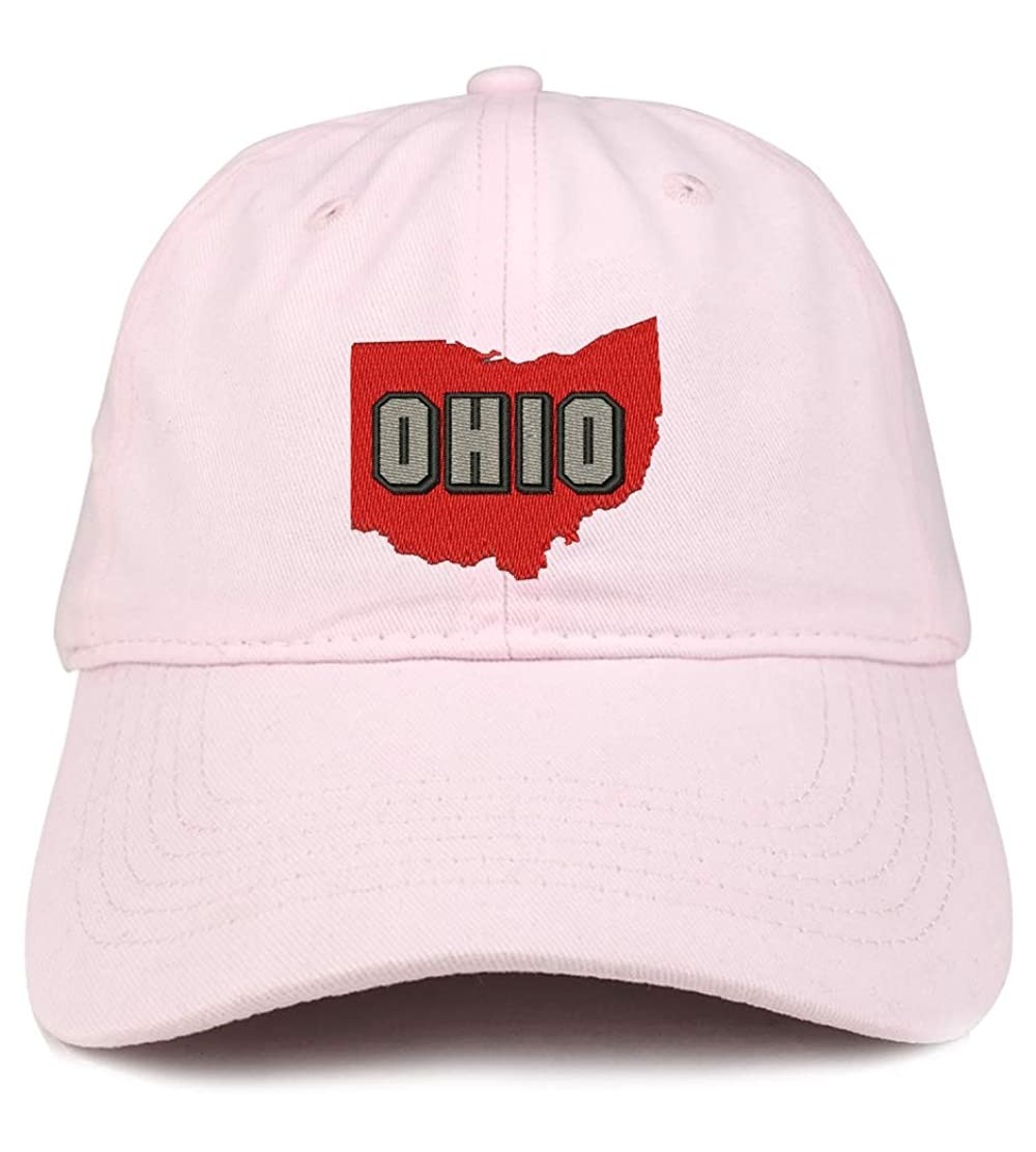 Baseball Caps Ohio State Embroidered Unstructured Cotton Dad Hat - Light Pink - CB18SDCSTA5 $21.62