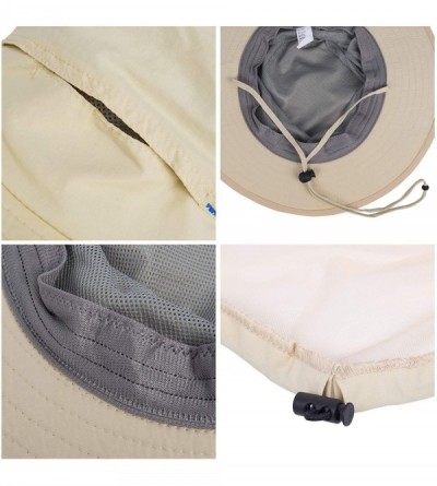 Sun Hats Head Net Hat Safari Hats Sun Protection Water Repellent Bucket Boonie Hats Hidden Outdoor - Beige - CL18RH9WT5U $20.10