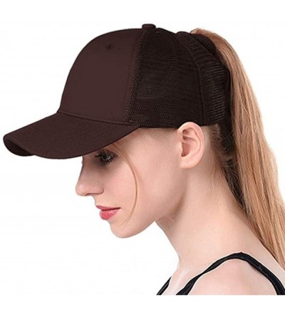 Baseball Caps Women's Ponytail Baseball Cap Messy Bun Trucker Ponycaps Dad Hat Glitter Sun Hat - Coffee & Mesh - CV18QLQ7224 ...