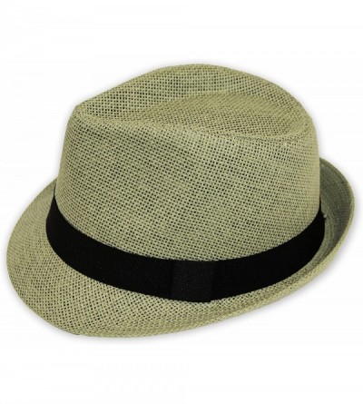 Fedoras Men/Women Straw Fedora Hat - Tan - C812EBWI9P7 $16.01