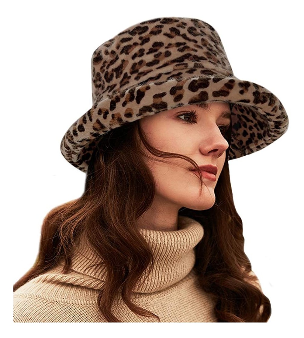 Bucket Hats Reversible Leopard Bucket Hats Women Fashion Floppy Sun Cap Packable Fisherman Hat - Q-brownleopard - CC193IOCEKL...