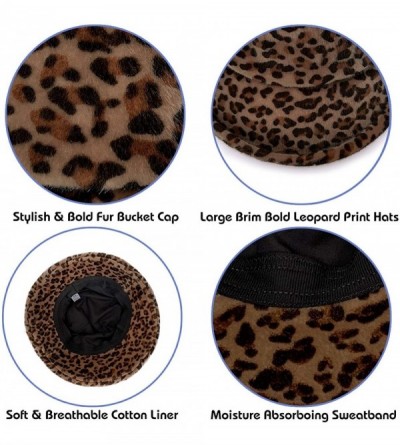 Bucket Hats Reversible Leopard Bucket Hats Women Fashion Floppy Sun Cap Packable Fisherman Hat - Q-brownleopard - CC193IOCEKL...