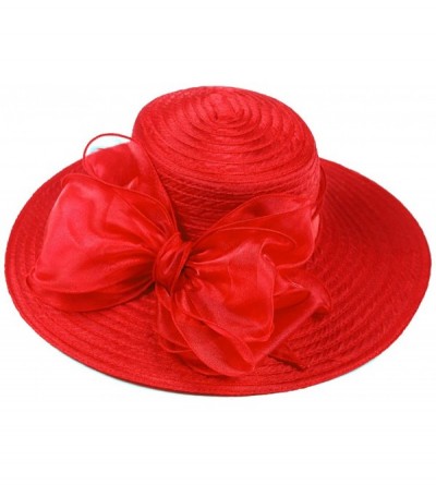Bucket Hats Women Kentucky Derby Church Dress Cloche Hat Fascinator Floral Tea Party Wedding Bucket Hat S052 - S062-red - CV1...