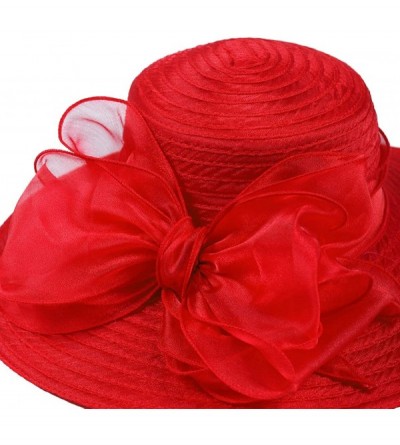 Bucket Hats Women Kentucky Derby Church Dress Cloche Hat Fascinator Floral Tea Party Wedding Bucket Hat S052 - S062-red - CV1...