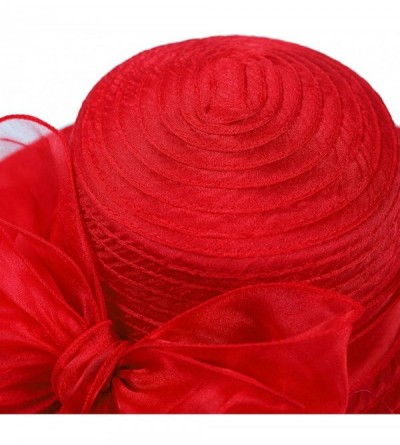 Bucket Hats Women Kentucky Derby Church Dress Cloche Hat Fascinator Floral Tea Party Wedding Bucket Hat S052 - S062-red - CV1...