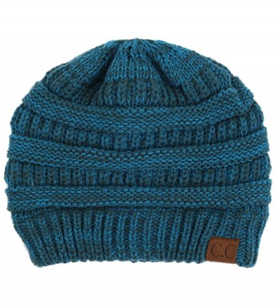 Skullies & Beanies Trendy Warm Chunky Soft Marled Cable Knit Slouchy Beanie - Blue/Teal (18) - C1126ZOVZUF $9.32