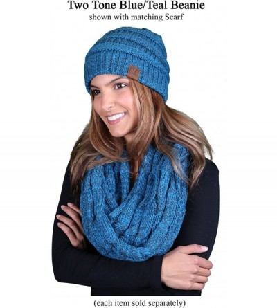 Skullies & Beanies Trendy Warm Chunky Soft Marled Cable Knit Slouchy Beanie - Blue/Teal (18) - C1126ZOVZUF $9.32