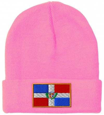 Skullies & Beanies Custom Beanie for Men & Women Dominican Republic Embroidery Skull Cap Hat - Soft Pink - CJ18ZRAW0Q6 $13.11