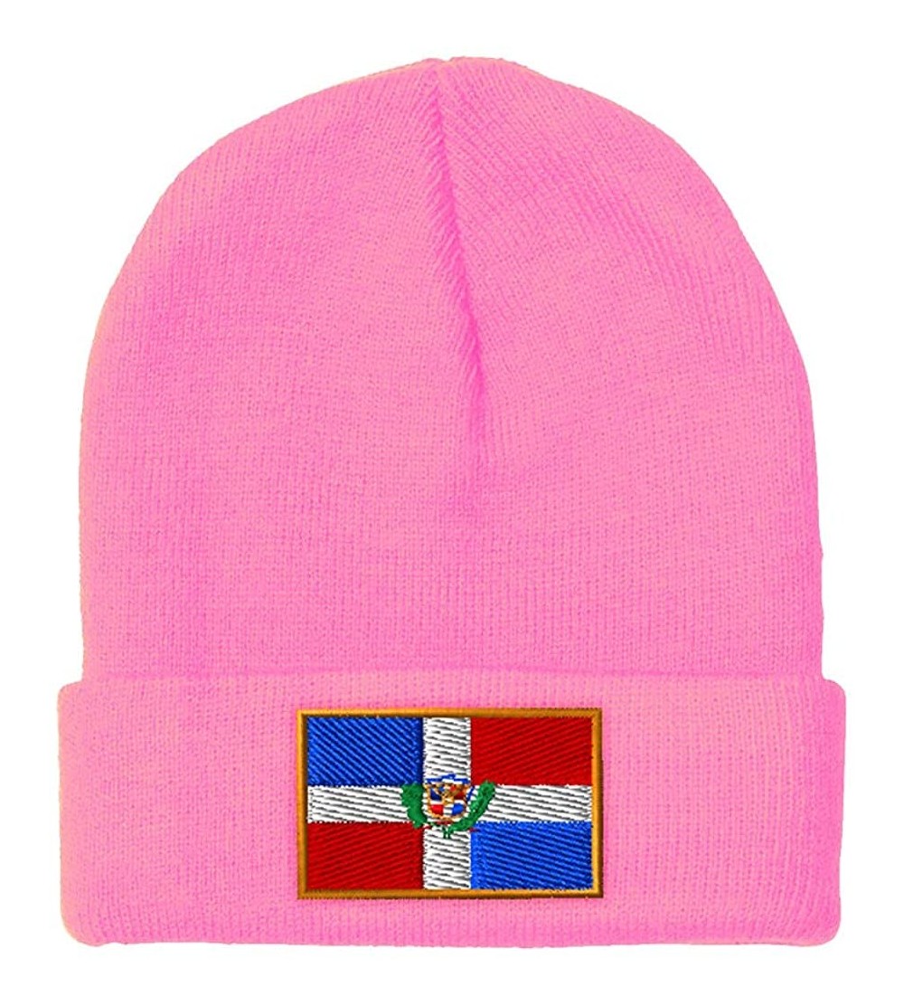Skullies & Beanies Custom Beanie for Men & Women Dominican Republic Embroidery Skull Cap Hat - Soft Pink - CJ18ZRAW0Q6 $13.11