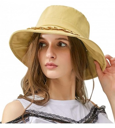 Sun Hats Beach Hats for Women Sun Hat Summer UPF 50+ UV Fishing Protection Beach Hat Foldable Wide Brim Cap - Yellow a - CL18...