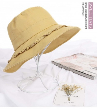 Sun Hats Beach Hats for Women Sun Hat Summer UPF 50+ UV Fishing Protection Beach Hat Foldable Wide Brim Cap - Yellow a - CL18...