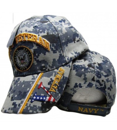 Skullies & Beanies Blue ACU U.S. Navy Veteran Emblem V Embroidered Cap Hat - C3188YI4KW5 $8.38