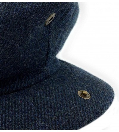 Newsboy Caps Men's Wool Herringbone Newsboy Cap Driving Cabbie Tweed Applejack Golf Hat - Navy Herringbone - CH192WTWEZ2 $19.76