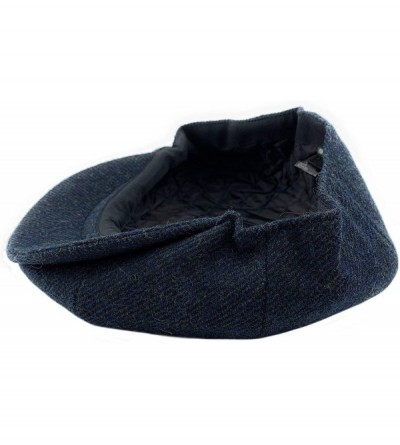 Newsboy Caps Men's Wool Herringbone Newsboy Cap Driving Cabbie Tweed Applejack Golf Hat - Navy Herringbone - CH192WTWEZ2 $19.76