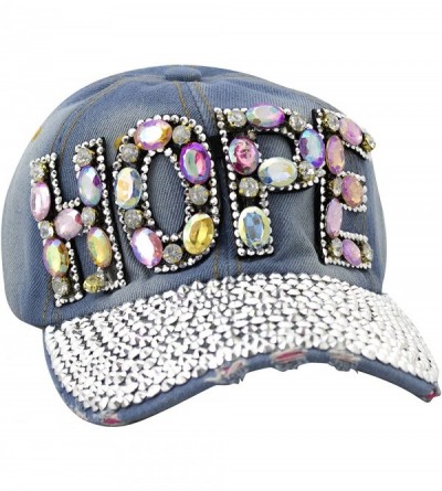 Baseball Caps Hope Studded Rhinestone Denim Cap - C6129SJBUSV $16.64