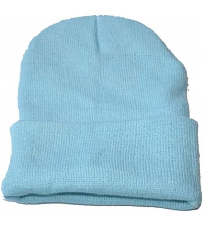 Skullies & Beanies Neutral Winter Fluorescent Knitted hat Knitting Skull Cap - Sky Blue - CA187W98543 $12.28