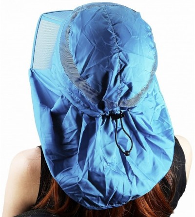 Sun Hats Women Sun Protection Hat-Ultra Thin Lightweight Foldable Garden Flap Cap - 02-blue - CF12EMMFXOB $12.11