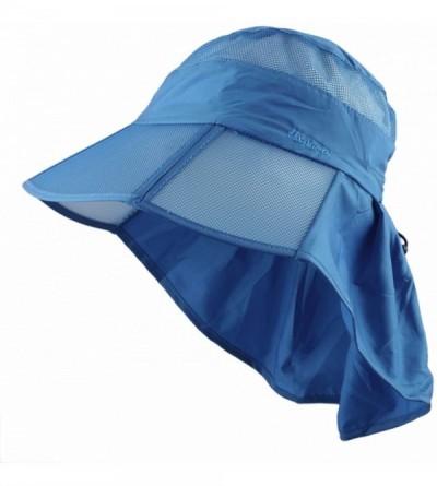 Sun Hats Women Sun Protection Hat-Ultra Thin Lightweight Foldable Garden Flap Cap - 02-blue - CF12EMMFXOB $12.11