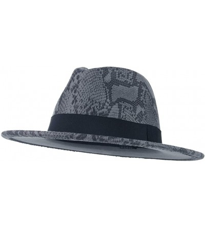 Fedoras Womens Wool Felt Snakeskin Fedora Hats Wide Brim Trilby Panama Hat with Band - Grey-blue2 - CA1942KL32G $11.64