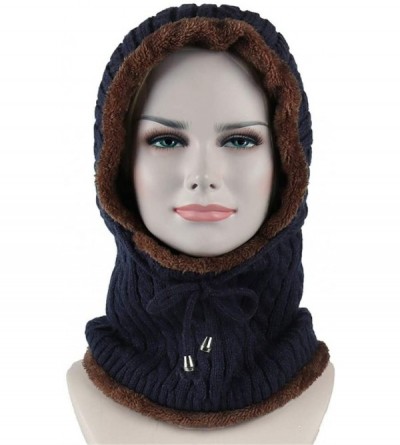 Balaclavas Warmer Balaclava Knit Thicken Fleece Lined Hat Windproof Winter Outdoor Ski Neck Warmer - Style 1-dark Blue - C118...