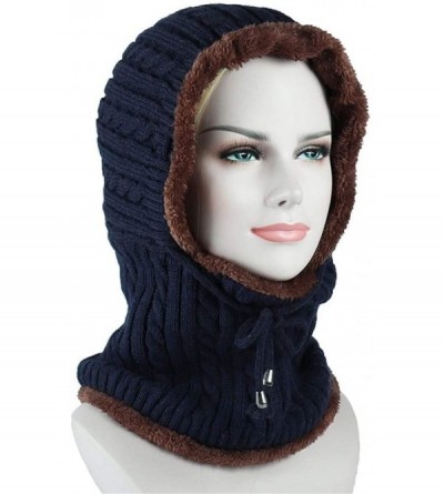 Balaclavas Warmer Balaclava Knit Thicken Fleece Lined Hat Windproof Winter Outdoor Ski Neck Warmer - Style 1-dark Blue - C118...