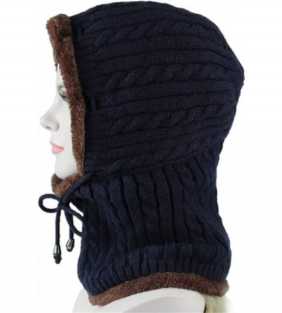 Balaclavas Warmer Balaclava Knit Thicken Fleece Lined Hat Windproof Winter Outdoor Ski Neck Warmer - Style 1-dark Blue - C118...