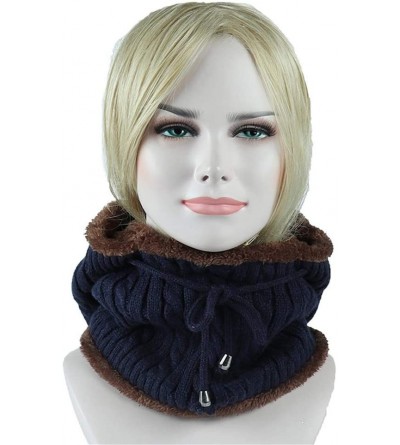 Balaclavas Warmer Balaclava Knit Thicken Fleece Lined Hat Windproof Winter Outdoor Ski Neck Warmer - Style 1-dark Blue - C118...