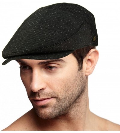 Newsboy Caps Men's 100% Cotton 7 Panel Ivy Mixed Pattern Driver Cabby Flat Cap Hat - Polka Dot Black - C418DO2I020 $16.15