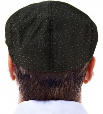 Newsboy Caps Men's 100% Cotton 7 Panel Ivy Mixed Pattern Driver Cabby Flat Cap Hat - Polka Dot Black - C418DO2I020 $16.15