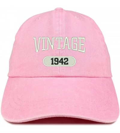 Baseball Caps Vintage 1942 Embroidered 78th Birthday Soft Crown Washed Cotton Cap - Pink - CF180WUUNDM $38.06