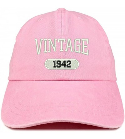 Baseball Caps Vintage 1942 Embroidered 78th Birthday Soft Crown Washed Cotton Cap - Pink - CF180WUUNDM $17.22