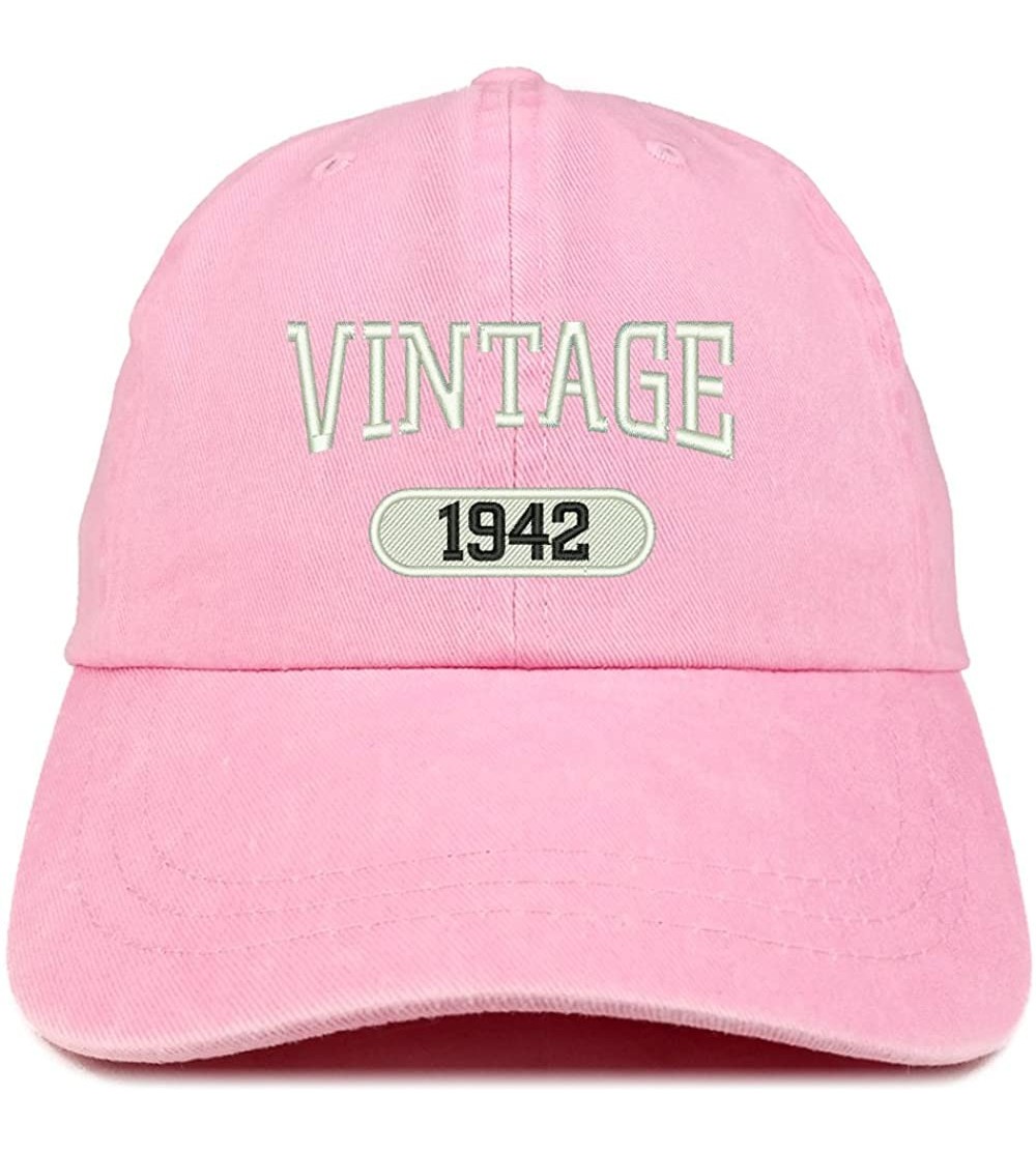 Baseball Caps Vintage 1942 Embroidered 78th Birthday Soft Crown Washed Cotton Cap - Pink - CF180WUUNDM $17.22