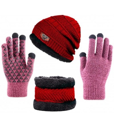 Skullies & Beanies Hat Scarf Set Winter Beanie Warm Knit Hat Fleece Lined Scarf Warm Winter Hat for Men & Women - C718YKGCAOY...