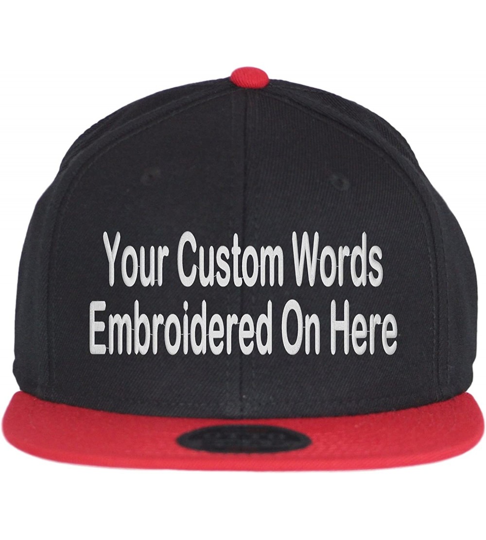 Baseball Caps Custom Snapback Hat Otto Embroidered Your Own Text Flatbill Bill Snapback - Black/Red Bill - CG187D9ERIR $21.14